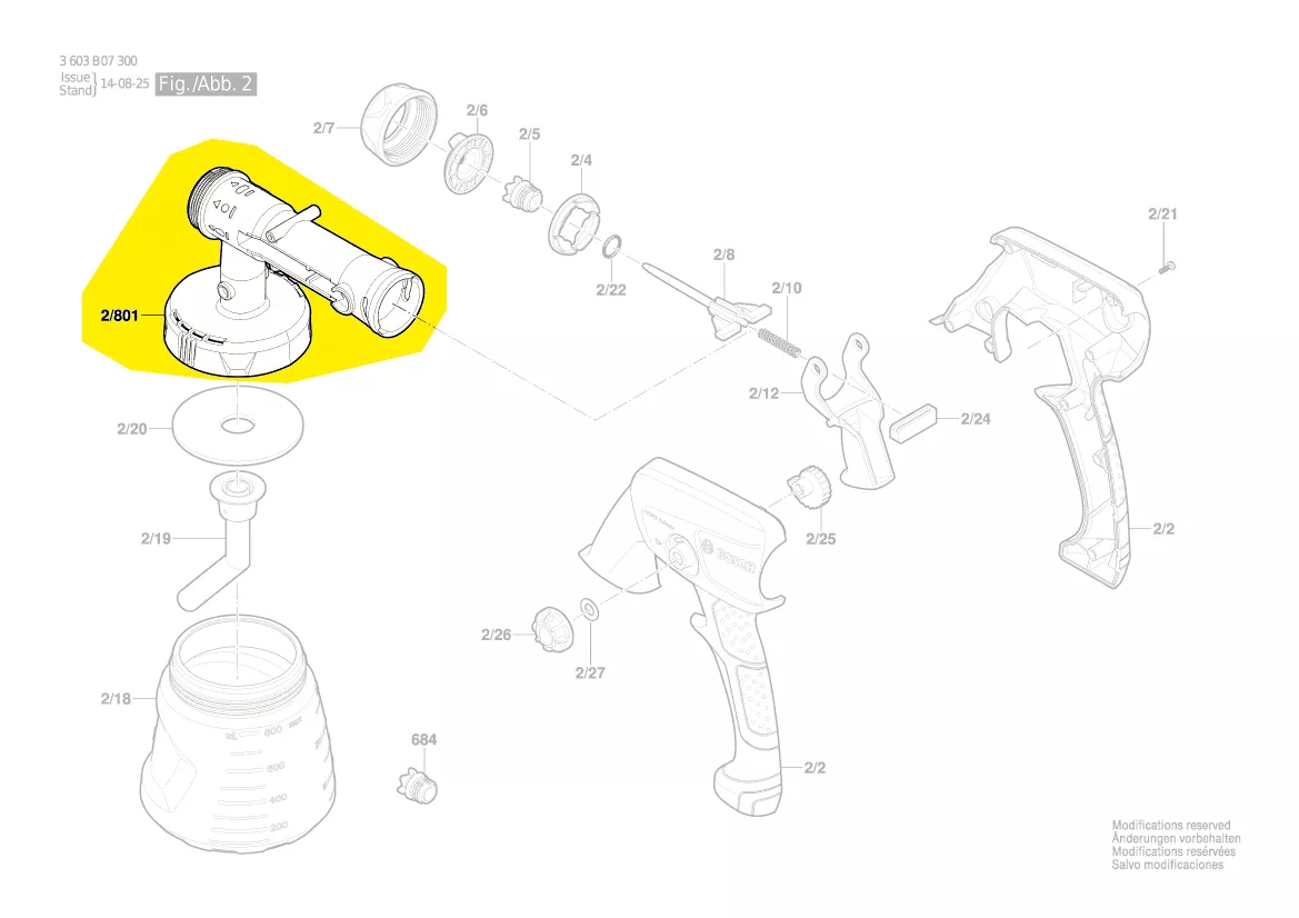 Corps pistolet vaporisateur PFS 1000 / PFS 2000